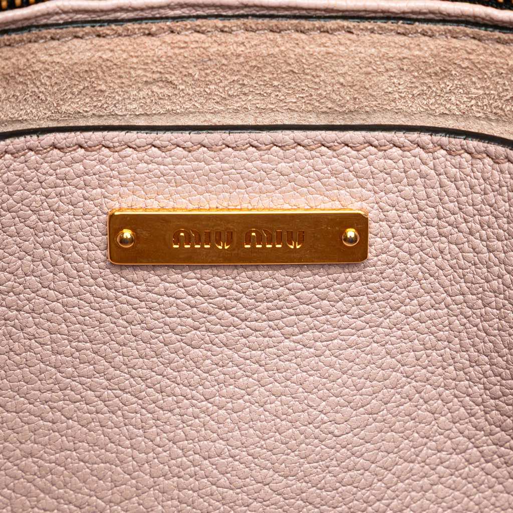 Miu Miu Goatskin Madras Push Lock Tote - 5