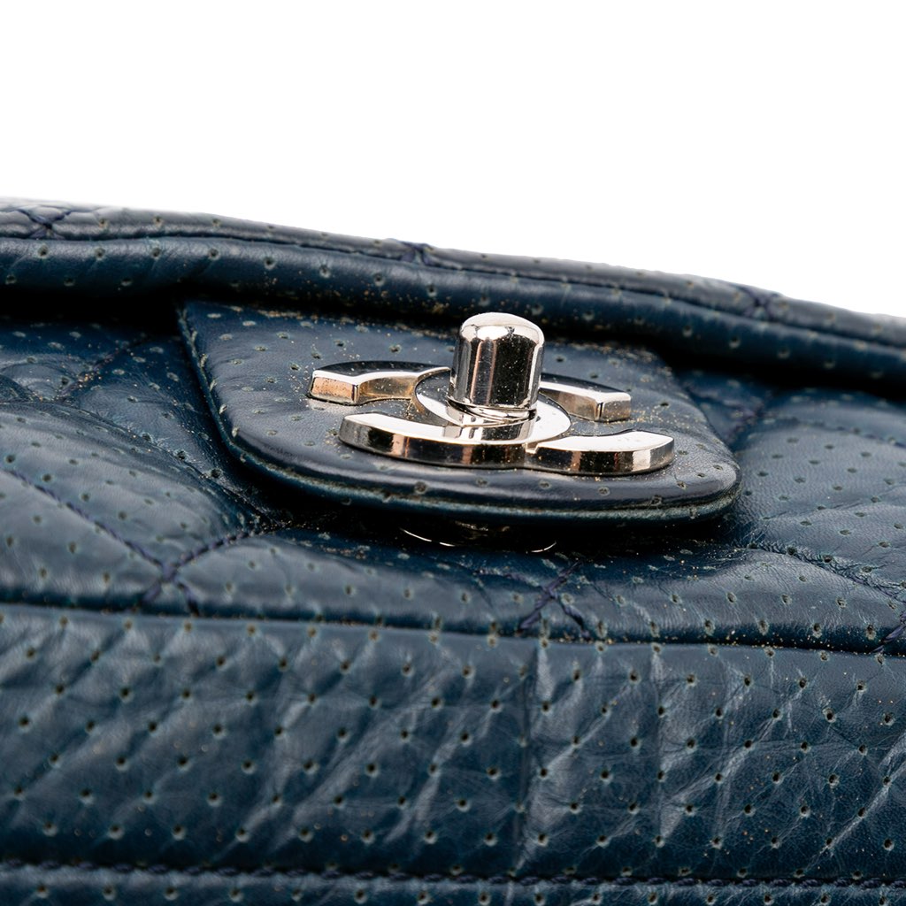 Chanel CC Quilted Perforated Aged Calfskin Flap - Image 10