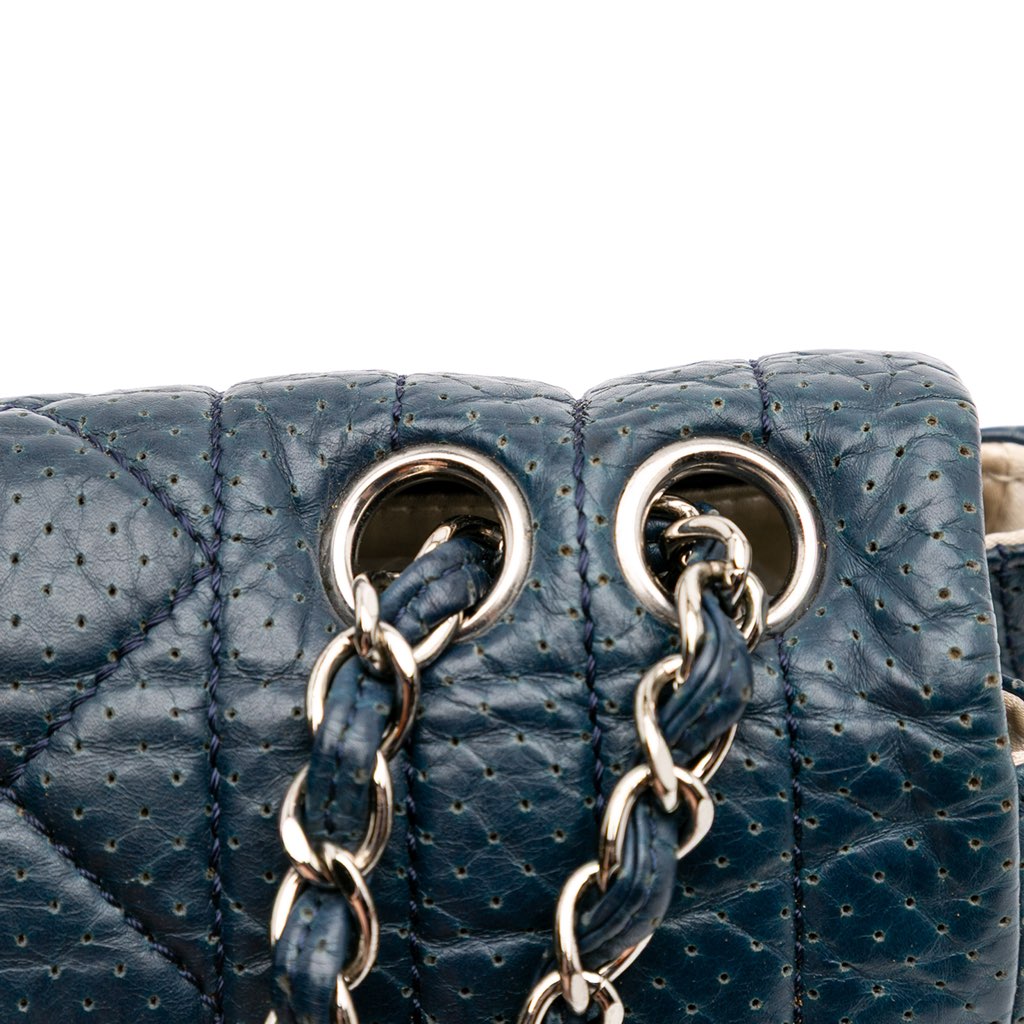 Chanel CC Quilted Perforated Aged Calfskin Flap - Image 11