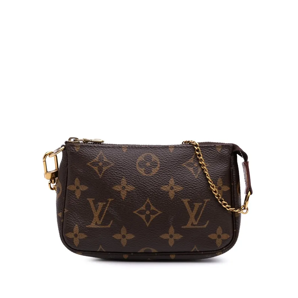 Louis Vuitton Monogram Mini Pochette Accessoires Brown Canvas Good - Front View