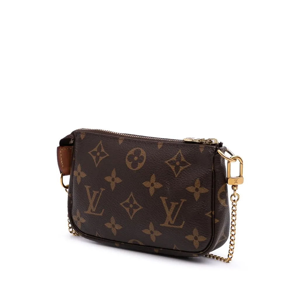 Louis Vuitton Monogram Mini Pochette Accessoires Brown Canvas Good - Back View