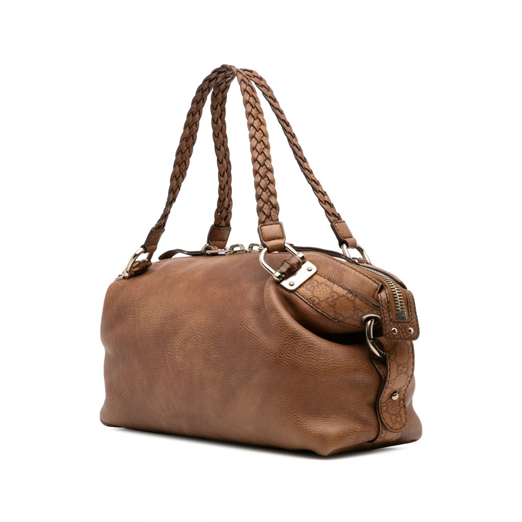 Gucci Medium Leather Bamboo Bar Tote - 2