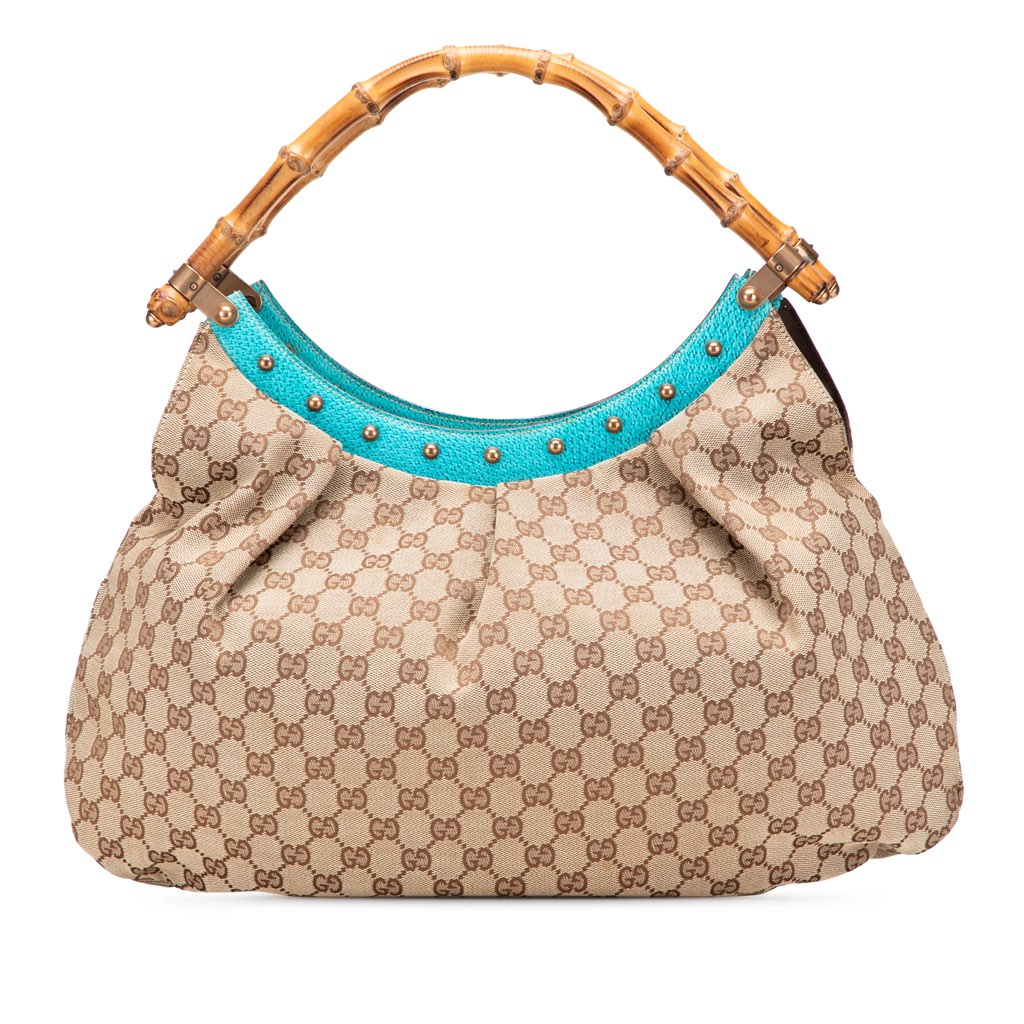 Gucci GG Canvas Bamboo Studded Hobo