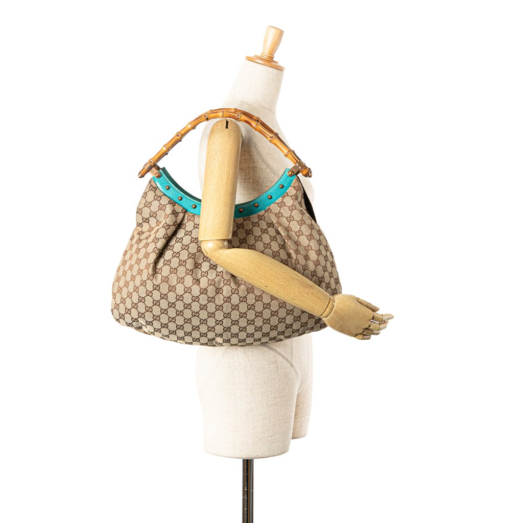 Gucci GG Canvas Bamboo Studded Hobo - Image 13