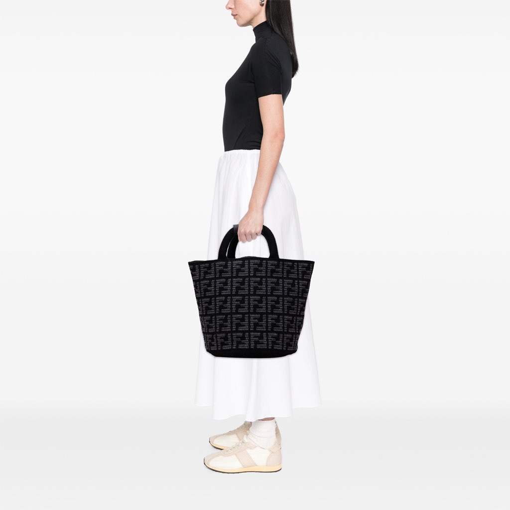 Fendi Large Zucca Cashmere Shopper Tote - Image 12