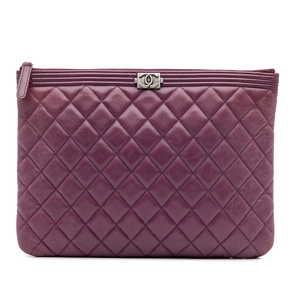 Chanel Medium Quilted Lambskin Boy O Case Clutch