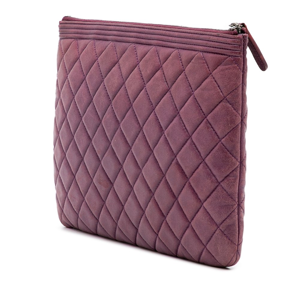 Chanel Medium Quilted Lambskin Boy O Case Clutch - Back view