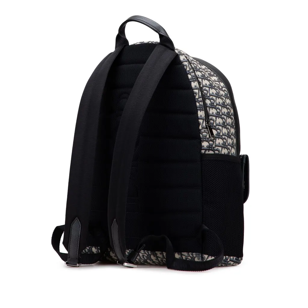 Dior Oblique Canvas 8 Backpack Blue Canvas Good - Back View