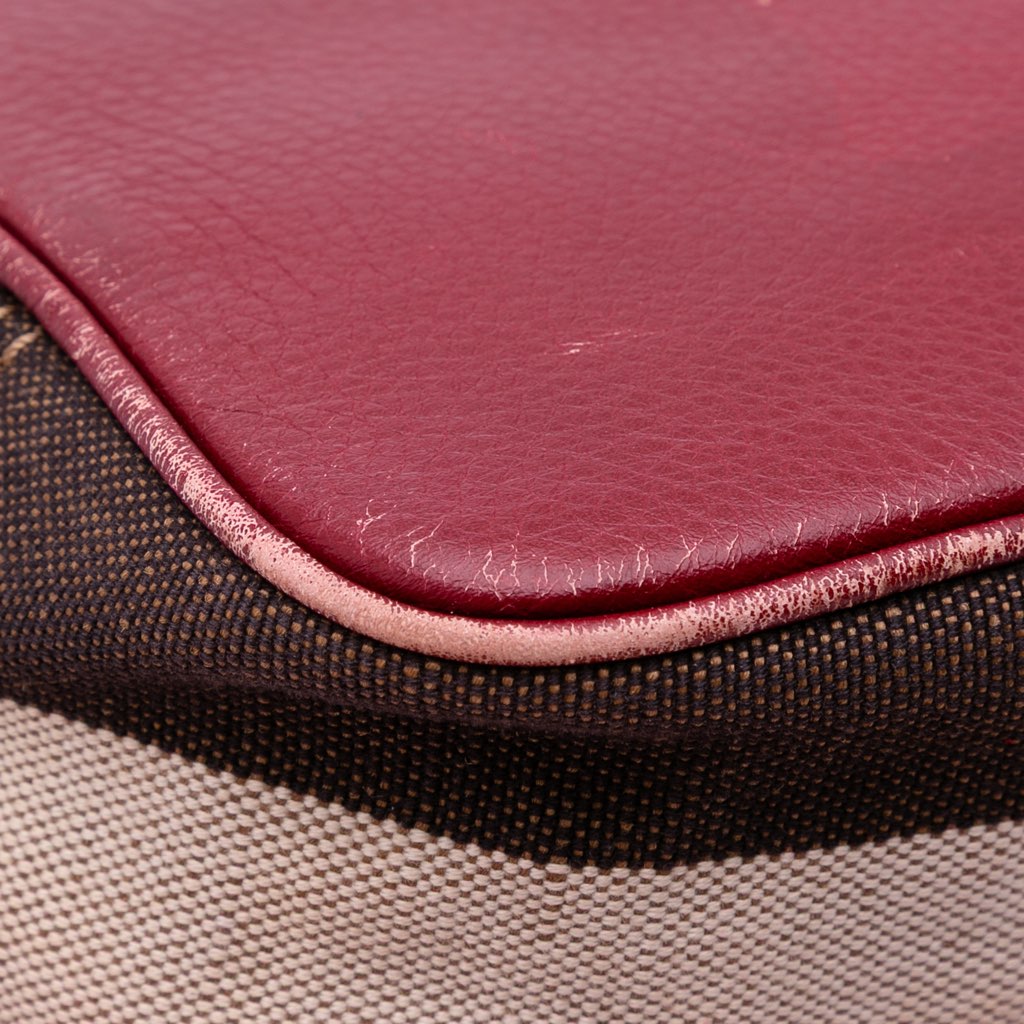 Burberry Small Mega Check Canvas and Suede Fringe Belgrove Bucket Bag - Image 11