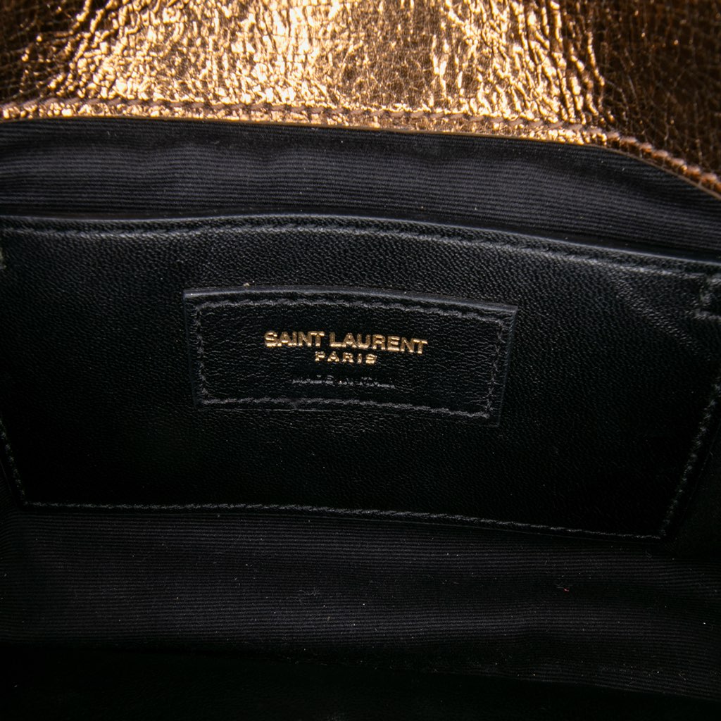 Saint Laurent Medium Metallic Calfskin Chevron Monogram College Bag - Side view