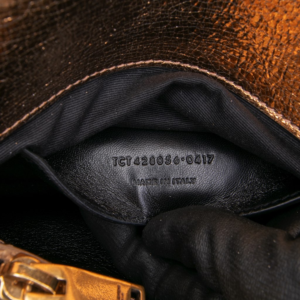 Saint Laurent Medium Metallic Calfskin Chevron Monogram College Bag - Detail 1