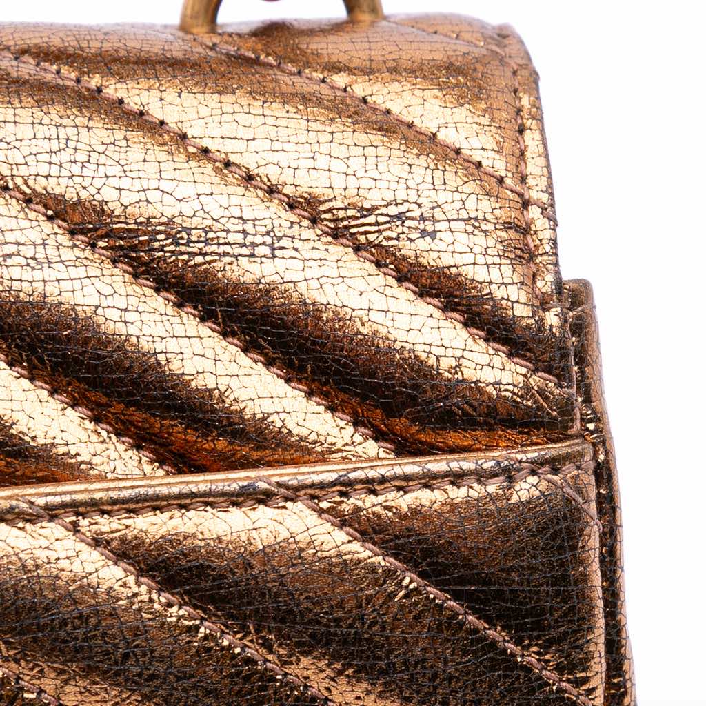 Saint Laurent Medium Metallic Calfskin Chevron Monogram College Bag - Image 12