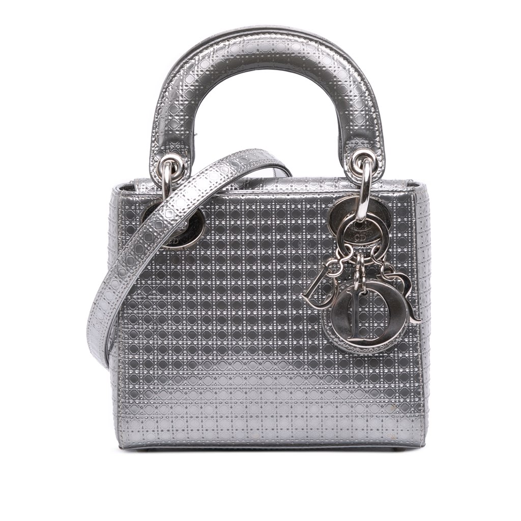 Dior Mini Metallic Patent Microcannage Lady Dior