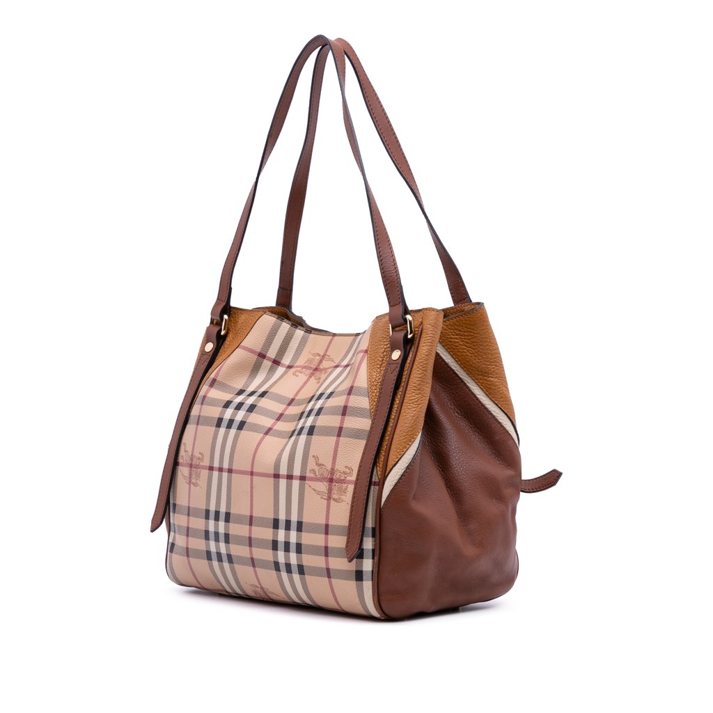 Burberry Small Leather Trimmed Haymarket Check Coated Canvas Canterbury Tote - 2