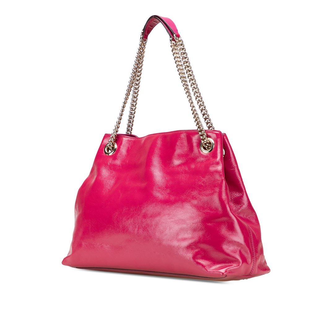 Gucci Medium Patent Soho Chain Tote - Back view