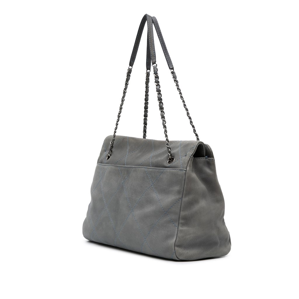 Chanel Large Calfskin Ultra Stitch Hamptons Enamel CC Tote - Back view