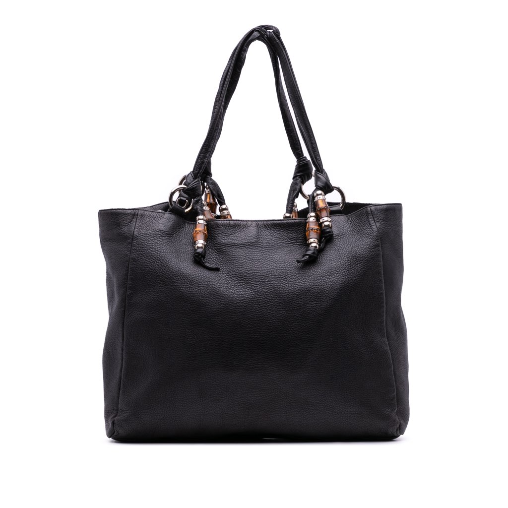 Gucci Large Pebbled Calfskin Bamboo Jungle Convertible Tote