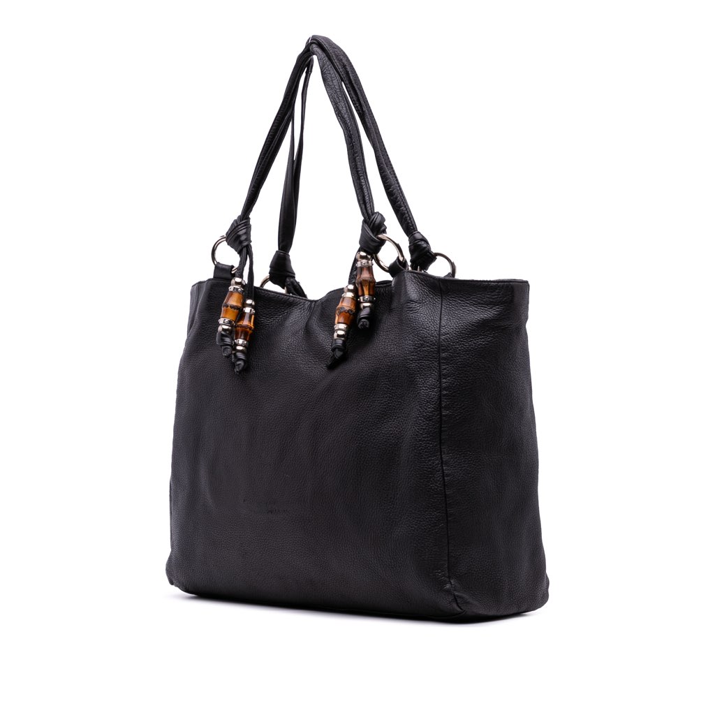 Gucci Large Pebbled Calfskin Bamboo Jungle Convertible Tote - Back view