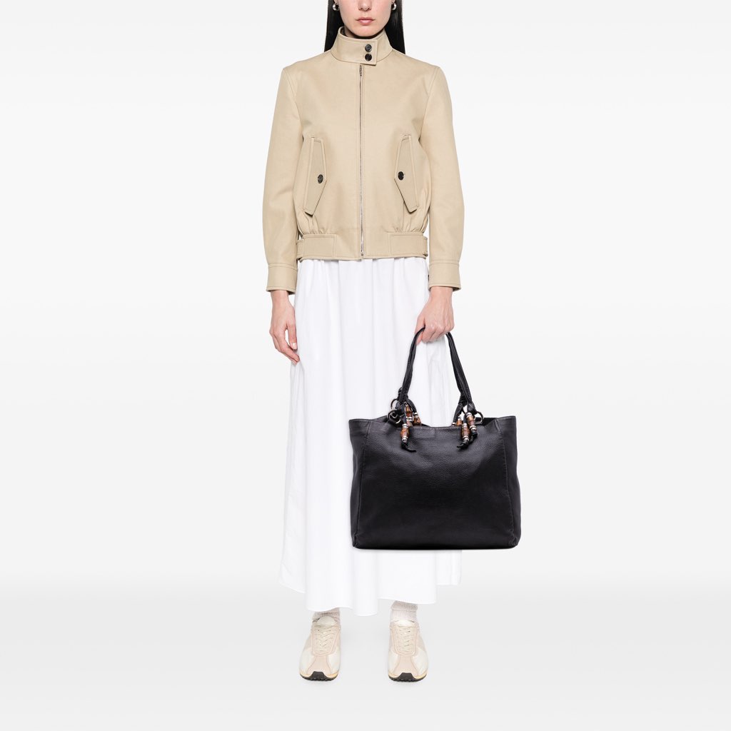 Gucci Large Pebbled Calfskin Bamboo Jungle Convertible Tote - Image 14