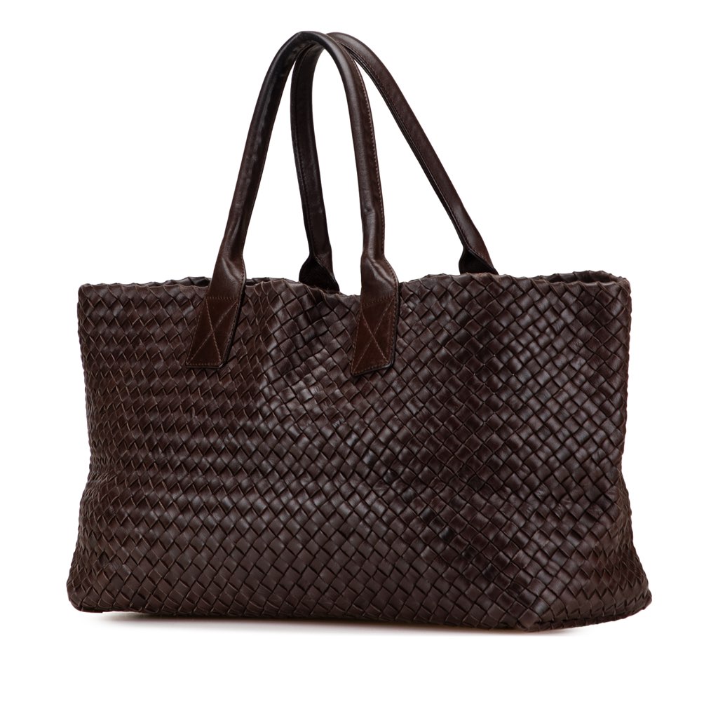 Bottega Veneta Medium Lambskin Intreccio Cabat Tote - Back view