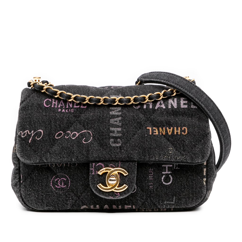 Chanel Mini Rectangular Quilted Denim Mood Flap