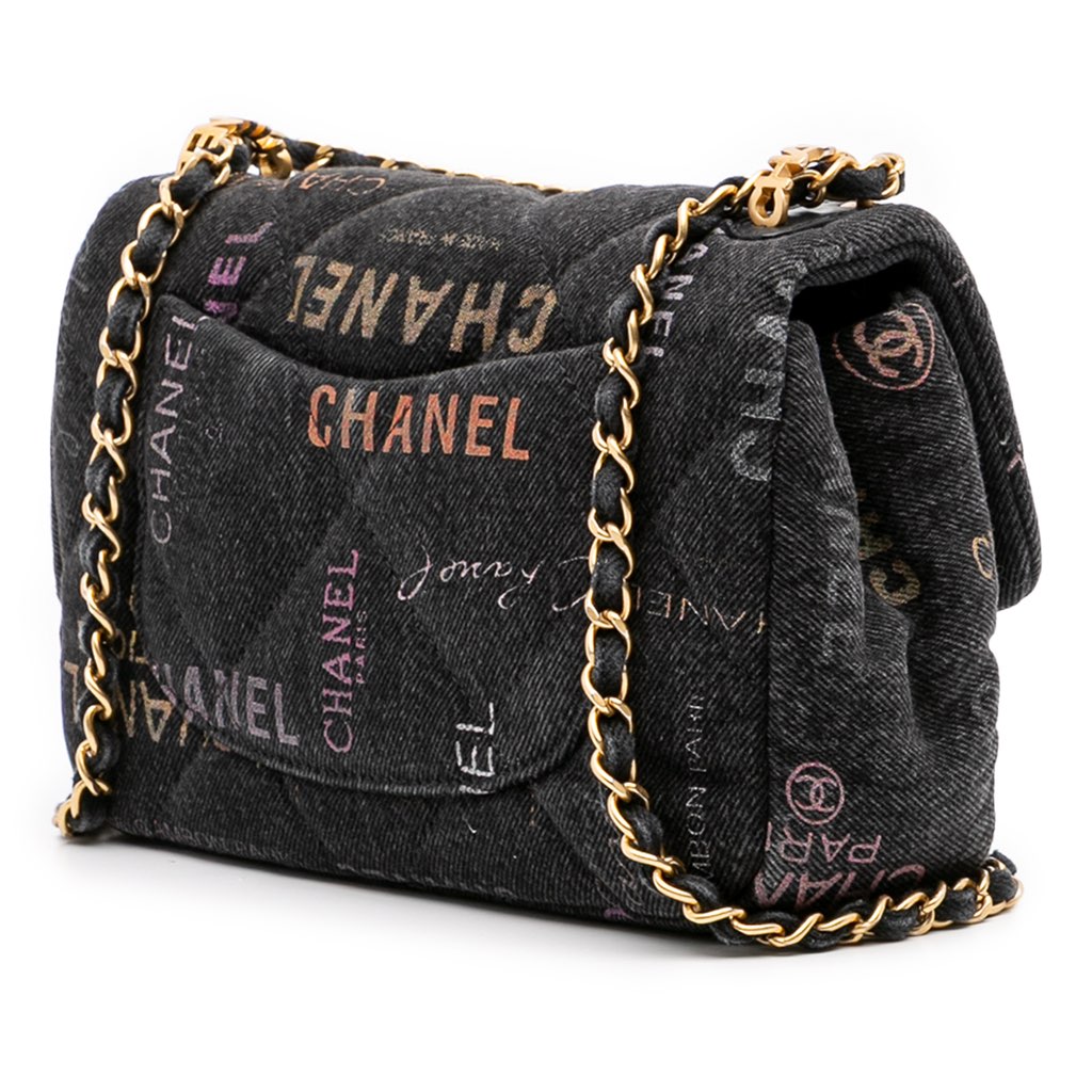 Chanel Mini Rectangular Quilted Denim Mood Flap - Back view