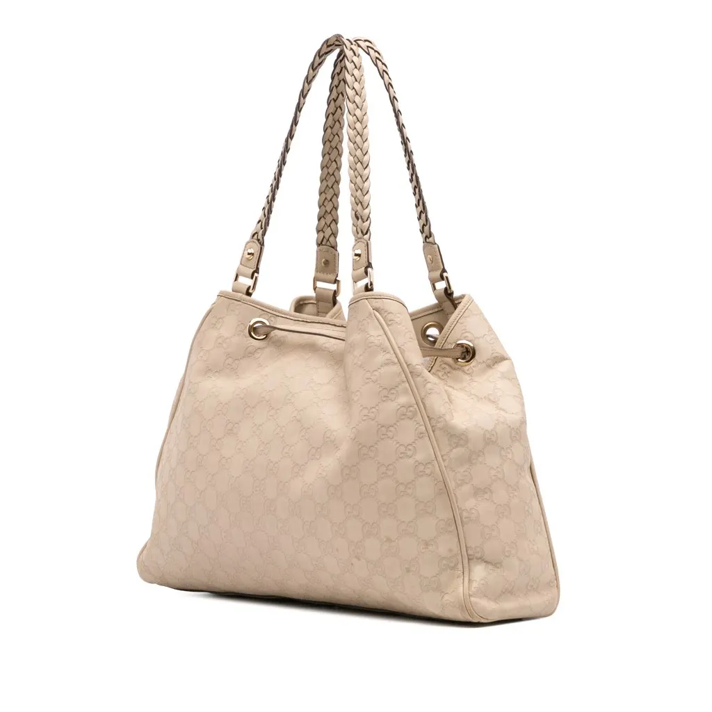 Gucci Guccissima Braided Peggy Tote White Leather Fair - Back View