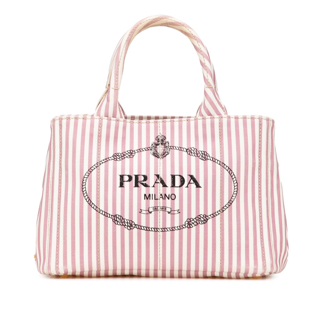Prada Small Canvas Canapa Logo Stripes Satchel