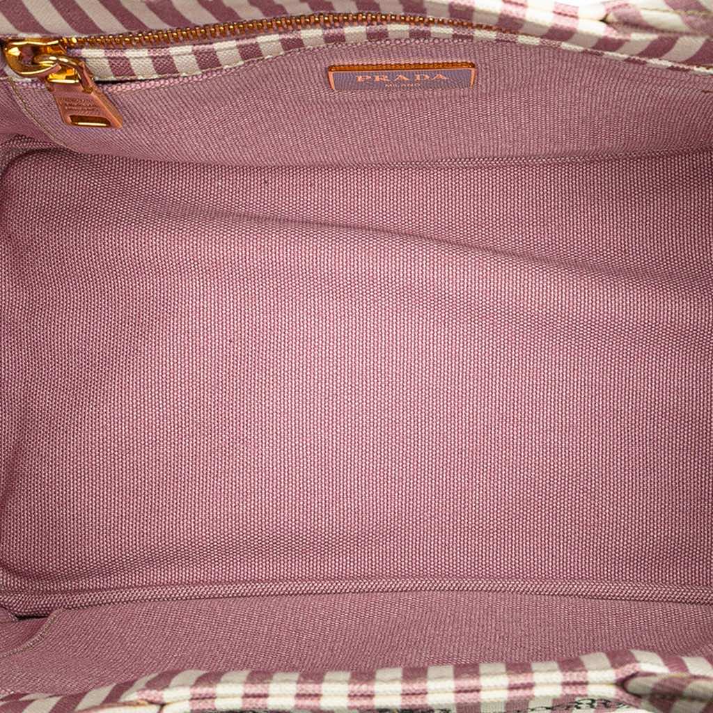 Prada Small Canvas Canapa Logo Stripes Satchel - 4