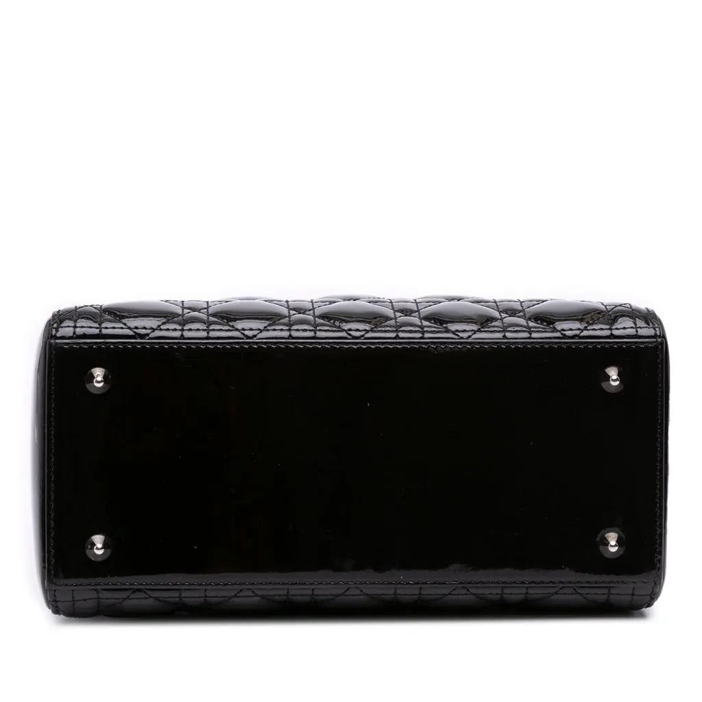 Dior Medium Patent Cannage Lady Dior Black Leather Good - Inside View