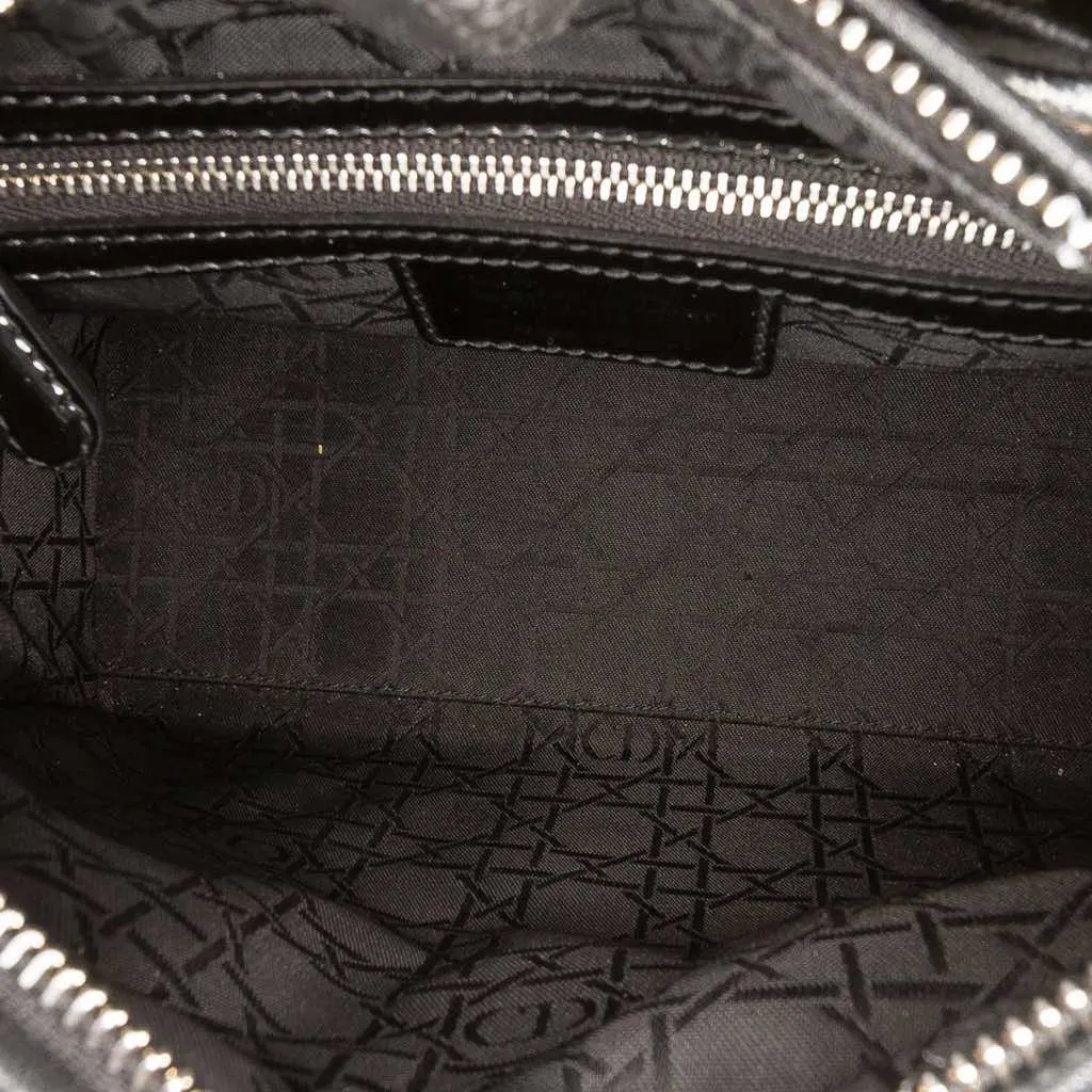 Dior Medium Patent Cannage Lady Dior Black Leather Good - Model View