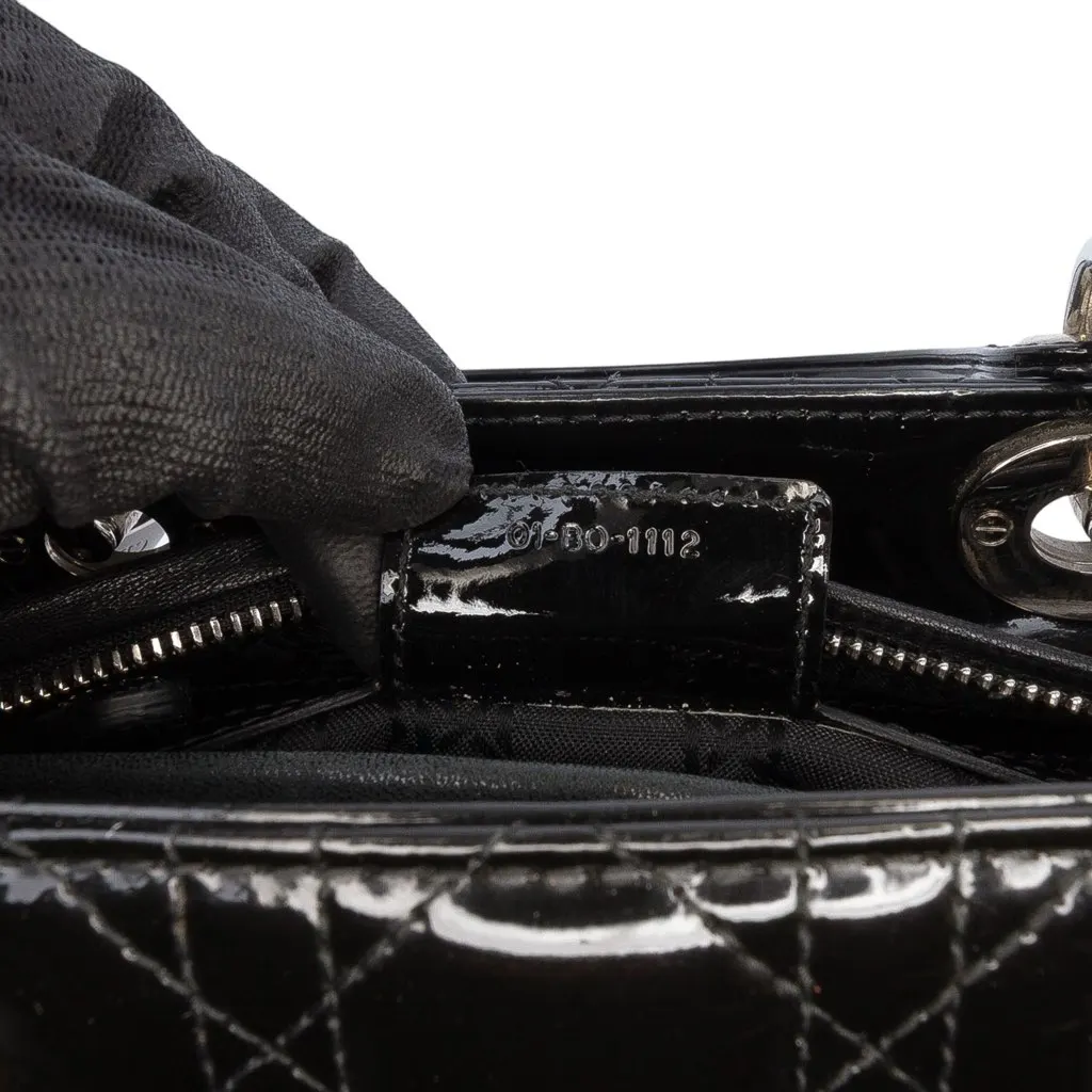 Dior Medium Patent Cannage Lady Dior Black Leather Good - Box View