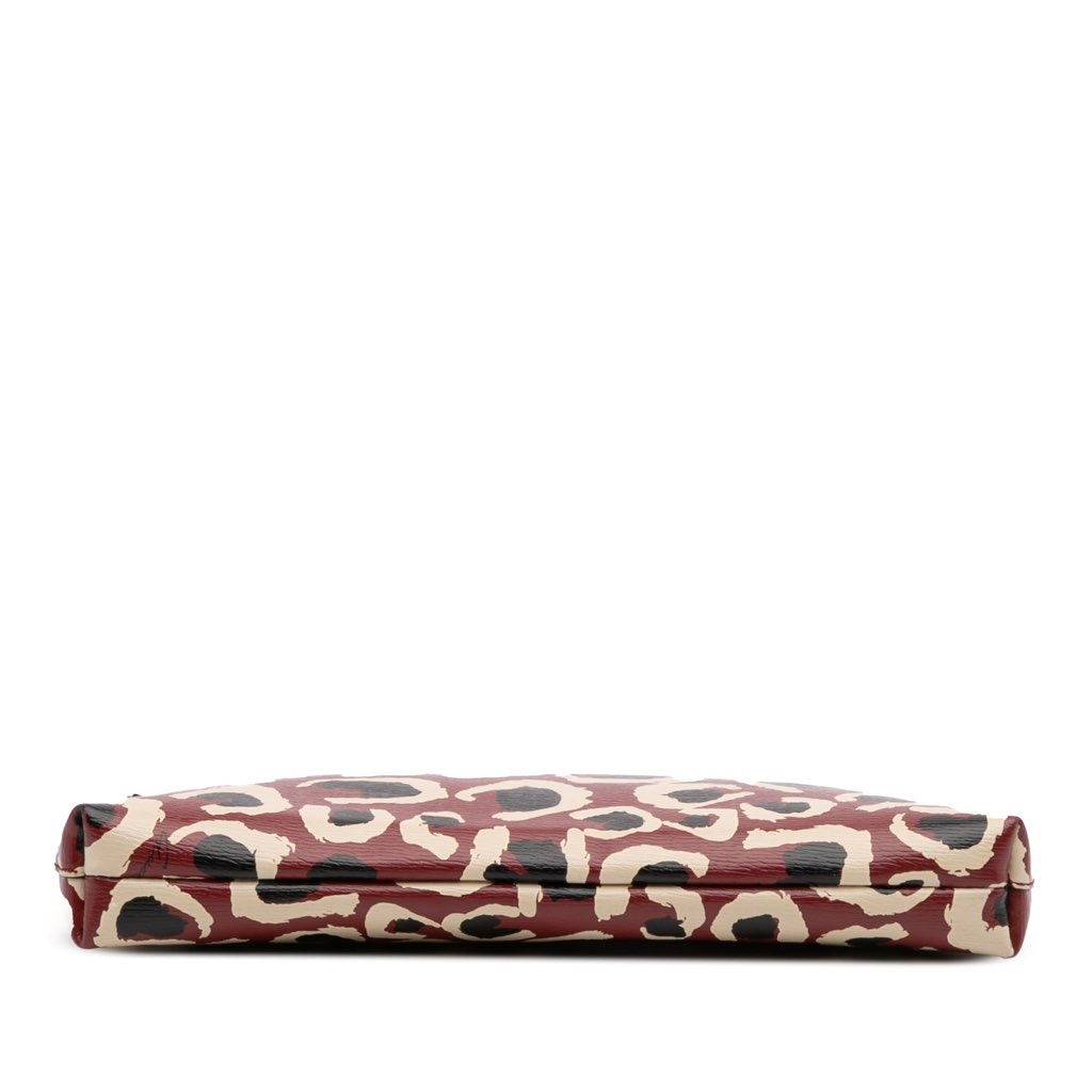 Gucci Leopard Print Leather Bamboo Clutch - Image 6