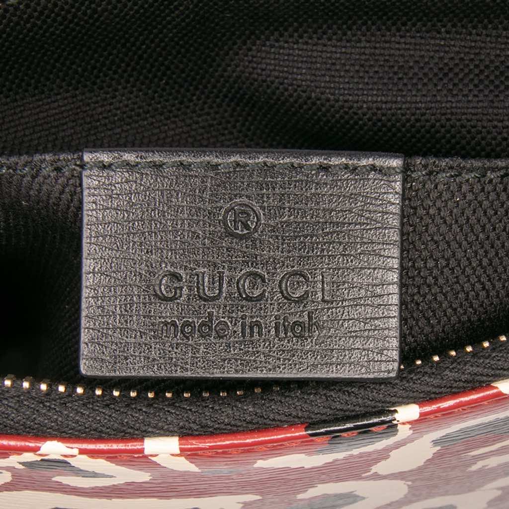 Gucci Leopard Print Leather Bamboo Clutch - Side view