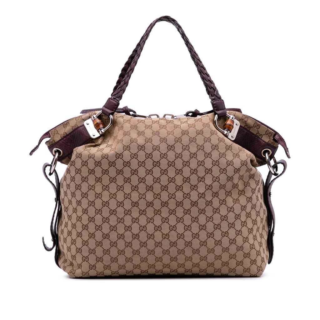 Gucci Large GG Canvas Bamboo Bar Tote