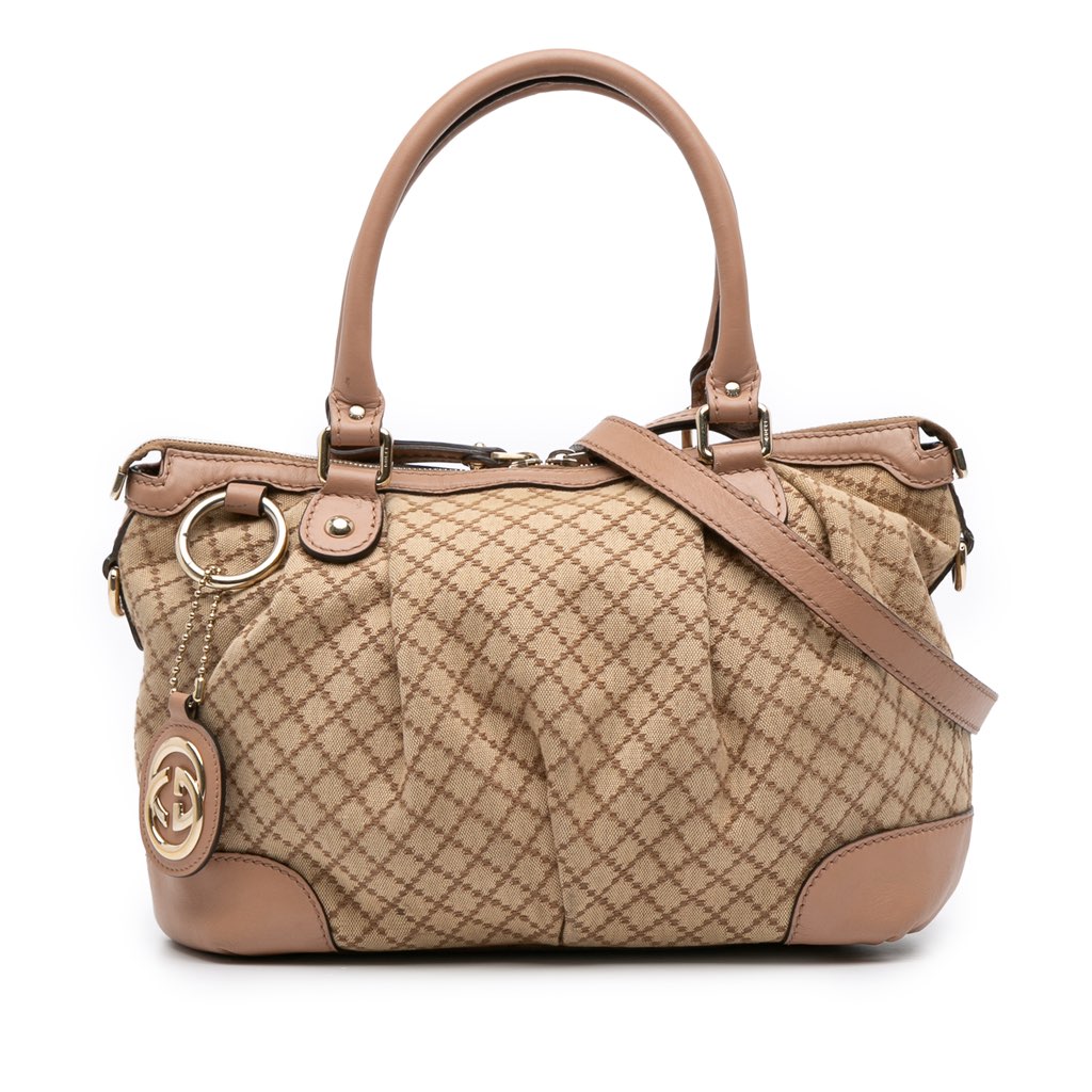 Gucci Diamante Canvas Sukey Satchel