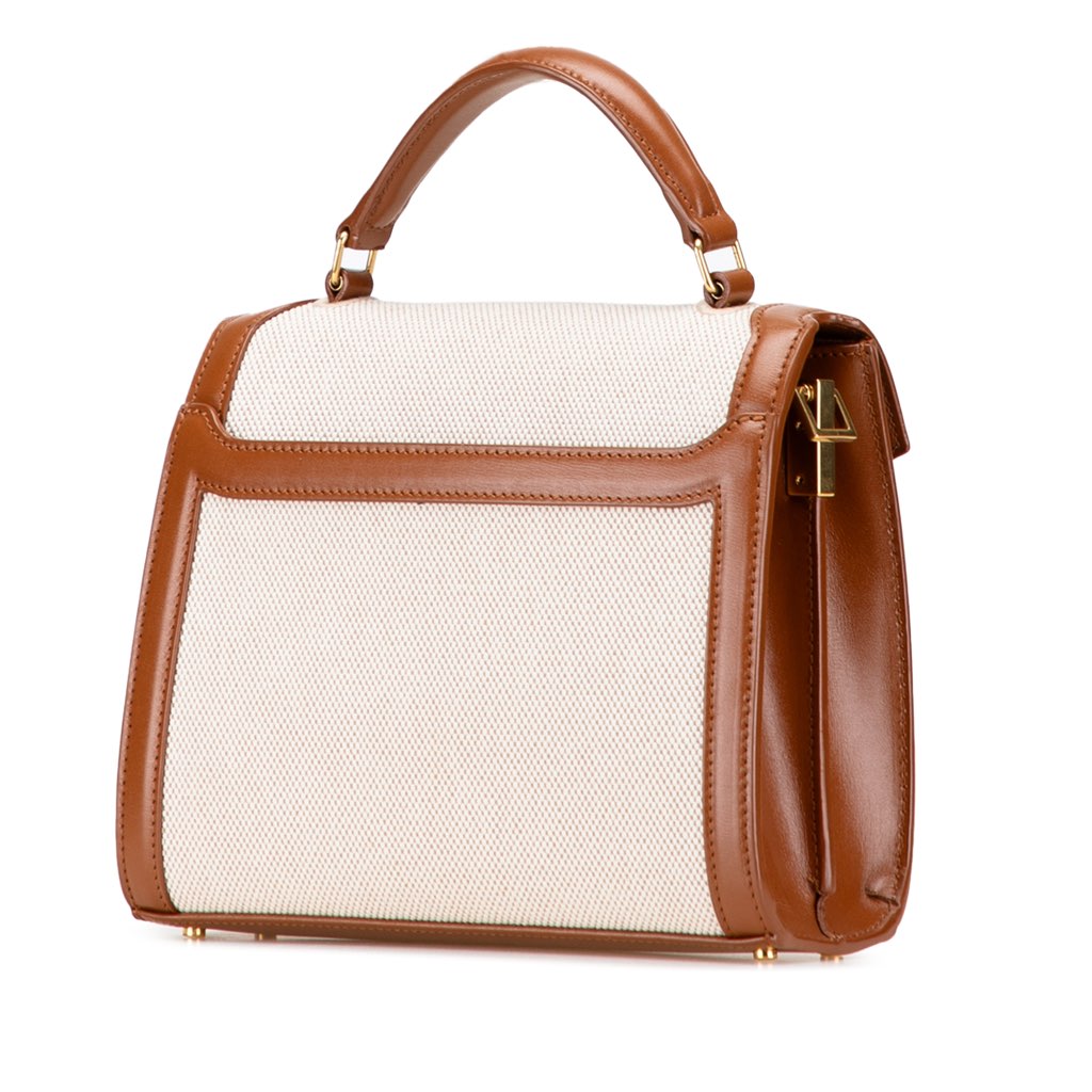 Saint Laurent Mini Canvas Monogram Cassandra Top Handle Bag - Back view