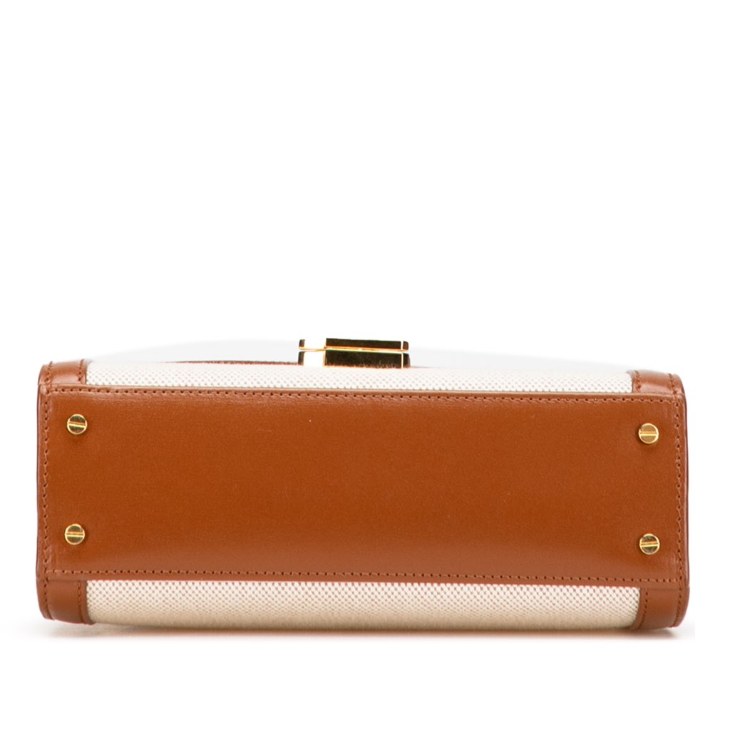 Saint Laurent Mini Canvas Monogram Cassandra Top Handle Bag - Image 6