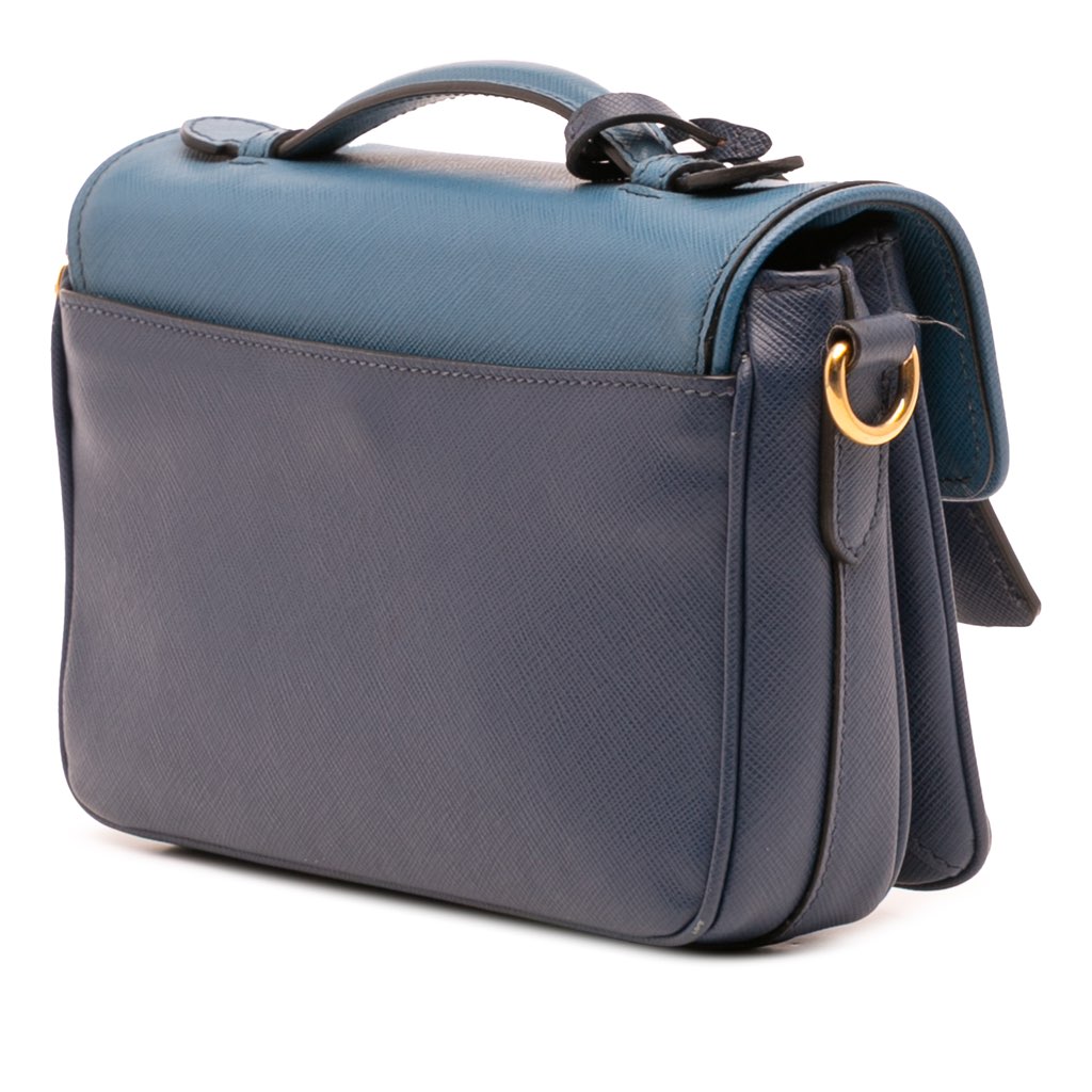 Prada Bicolor Saffiano Sound Lock Satchel - Back view