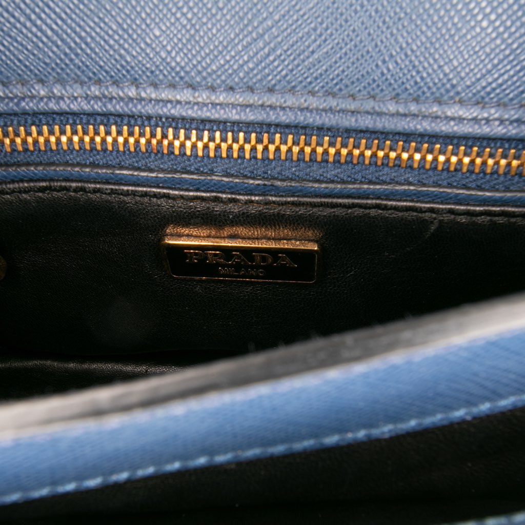 Prada Bicolor Saffiano Sound Lock Satchel - Side view