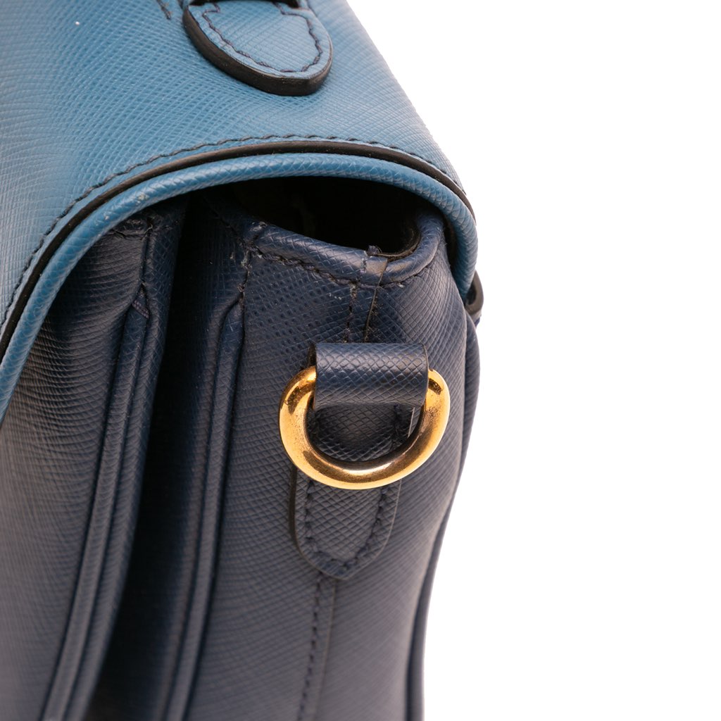 Prada Bicolor Saffiano Sound Lock Satchel - Image 12