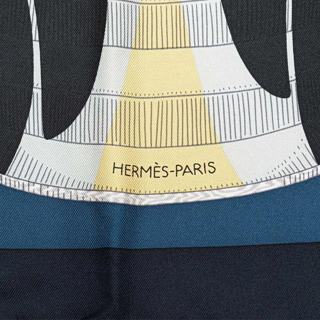 Hermès Lanternes Ballons et Cocardes Silk Scarf Blue Silk Good - Model View