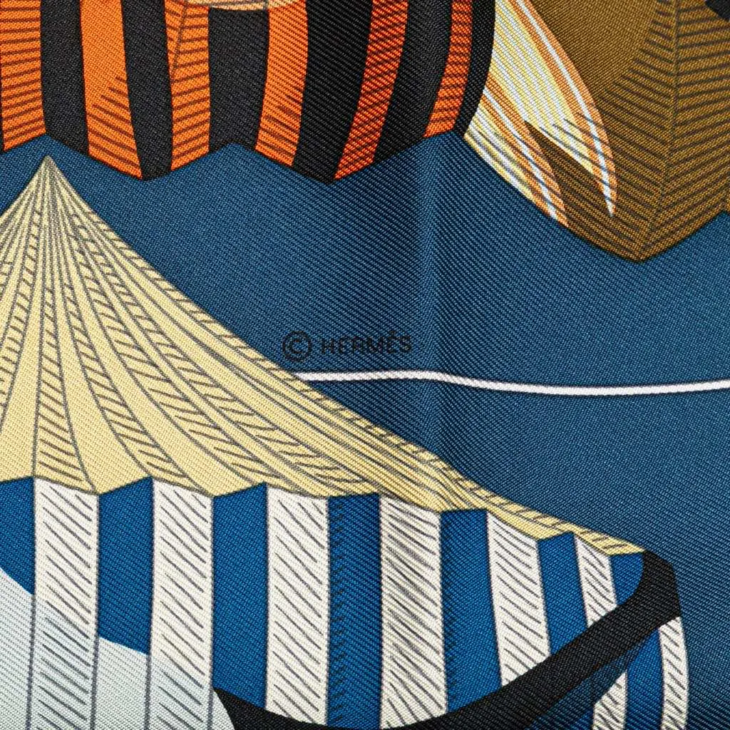 Hermès Lanternes Ballons et Cocardes Silk Scarf Blue Silk Good - Box View