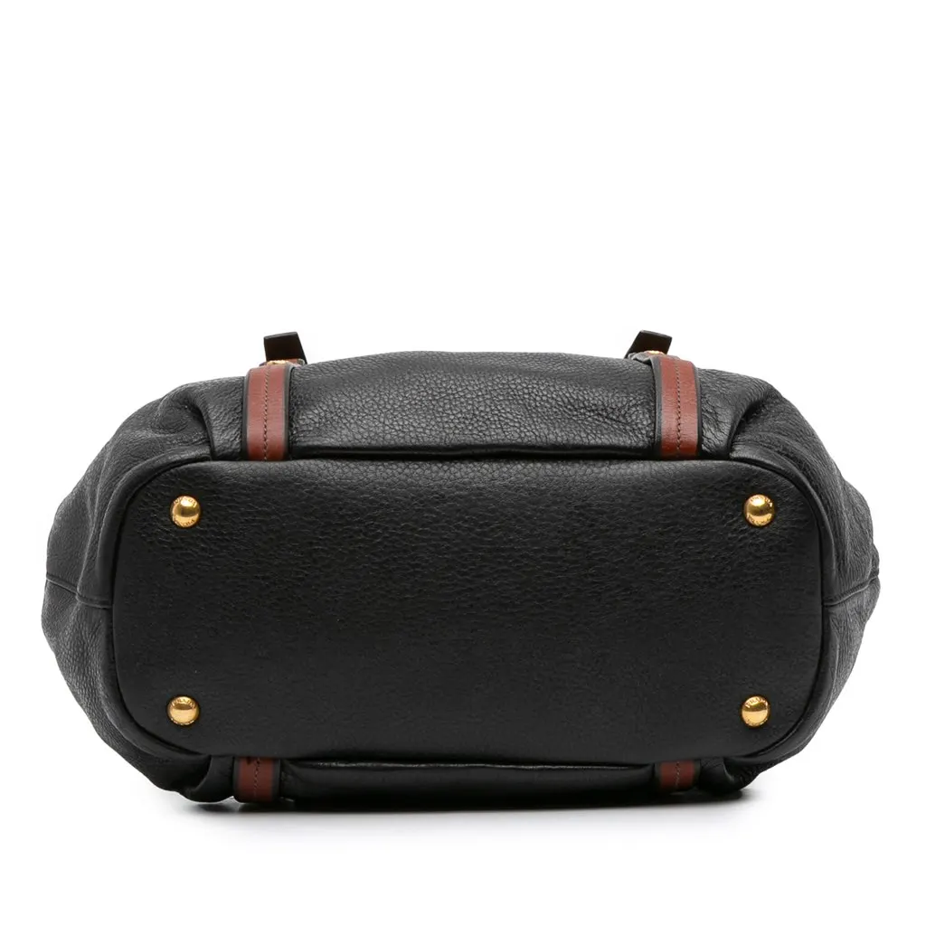 Prada Cervo Antik Satchel Black Leather Good - Inside View