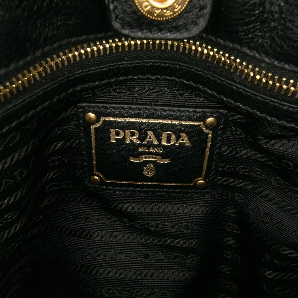 Prada Cervo Antik Satchel Black Leather Good - Box View