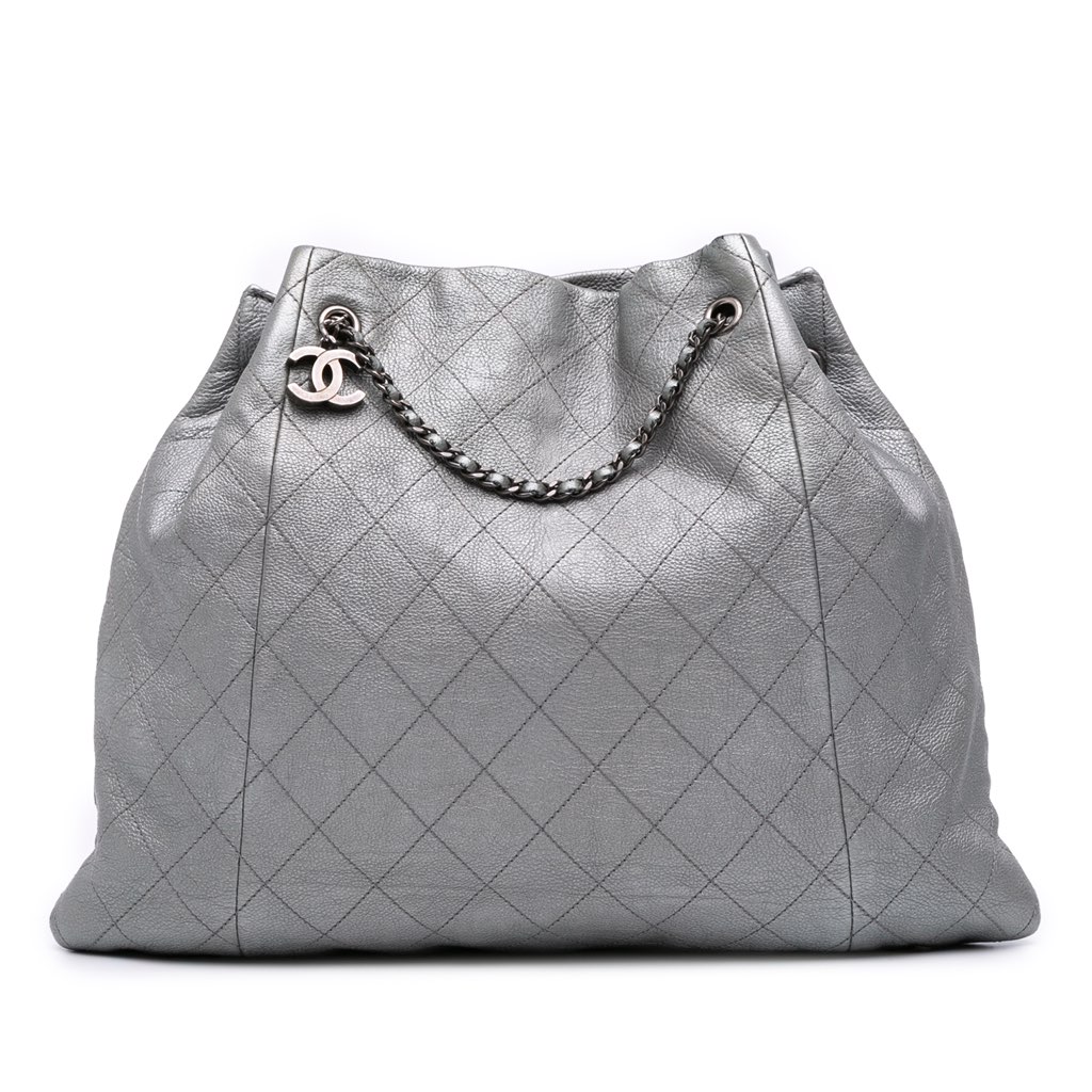 Chanel Metallic Quilted Calfskin Drawstring Bucket Bag
