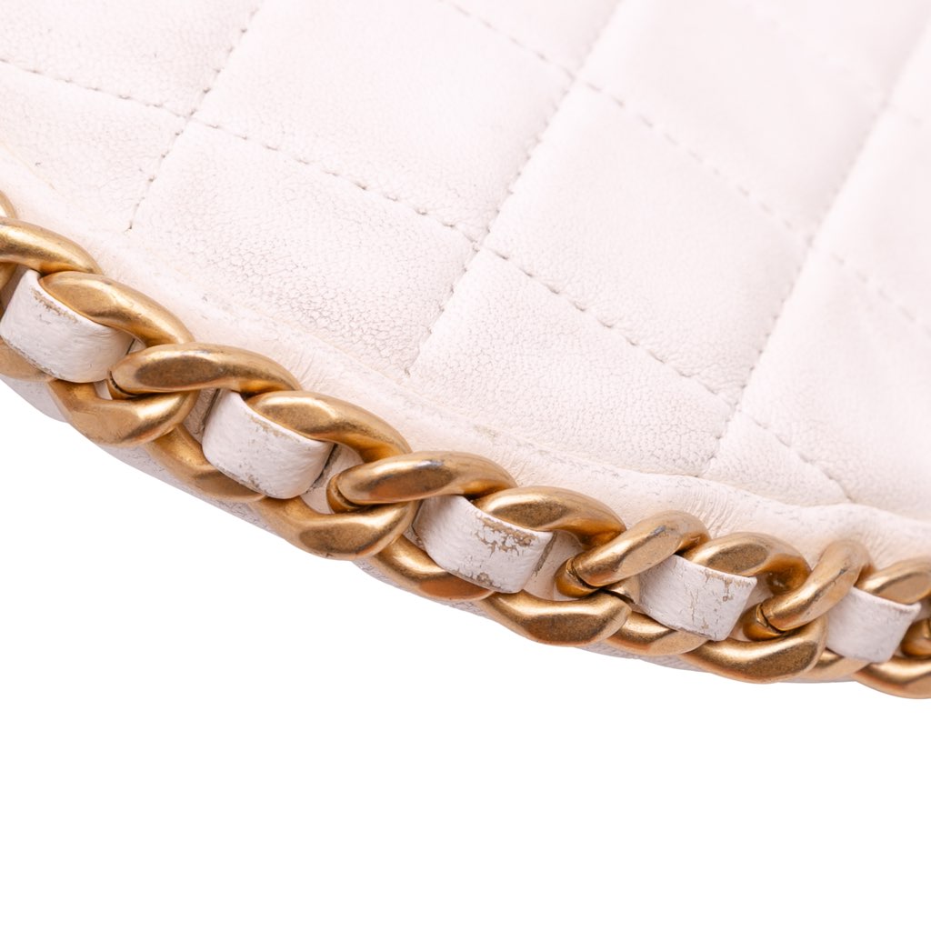 Chanel Large Shiny Crumpled Quilted Lambskin Trendy Chain Around Hobo - Image 12