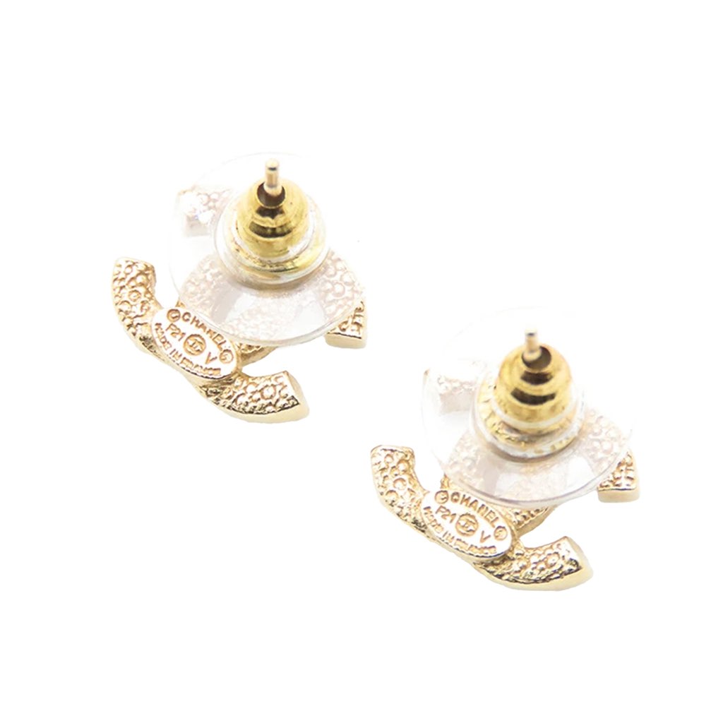 Chanel CC Gold Plated Crystal Earrings - 2