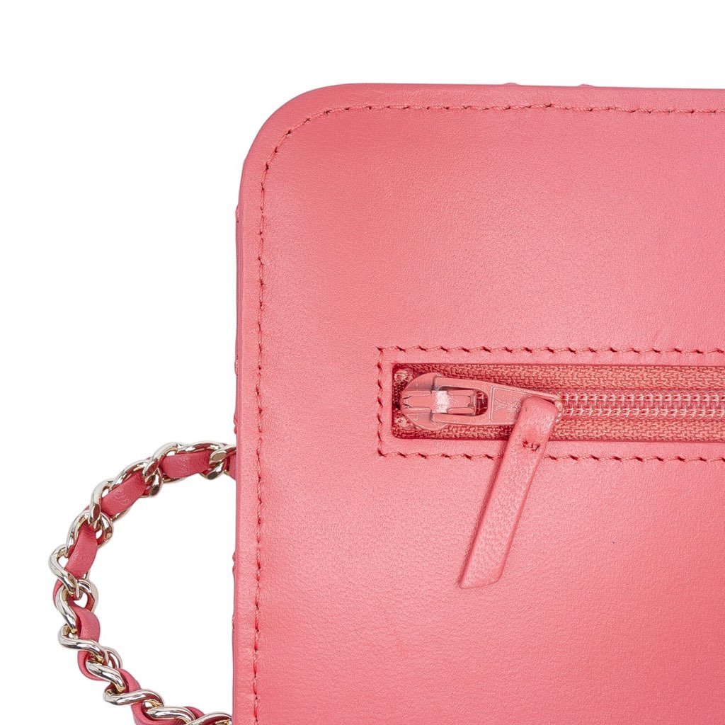 Chanel Quilted Lambskin Double Stitch Tassel Wallet On Chain - Side view