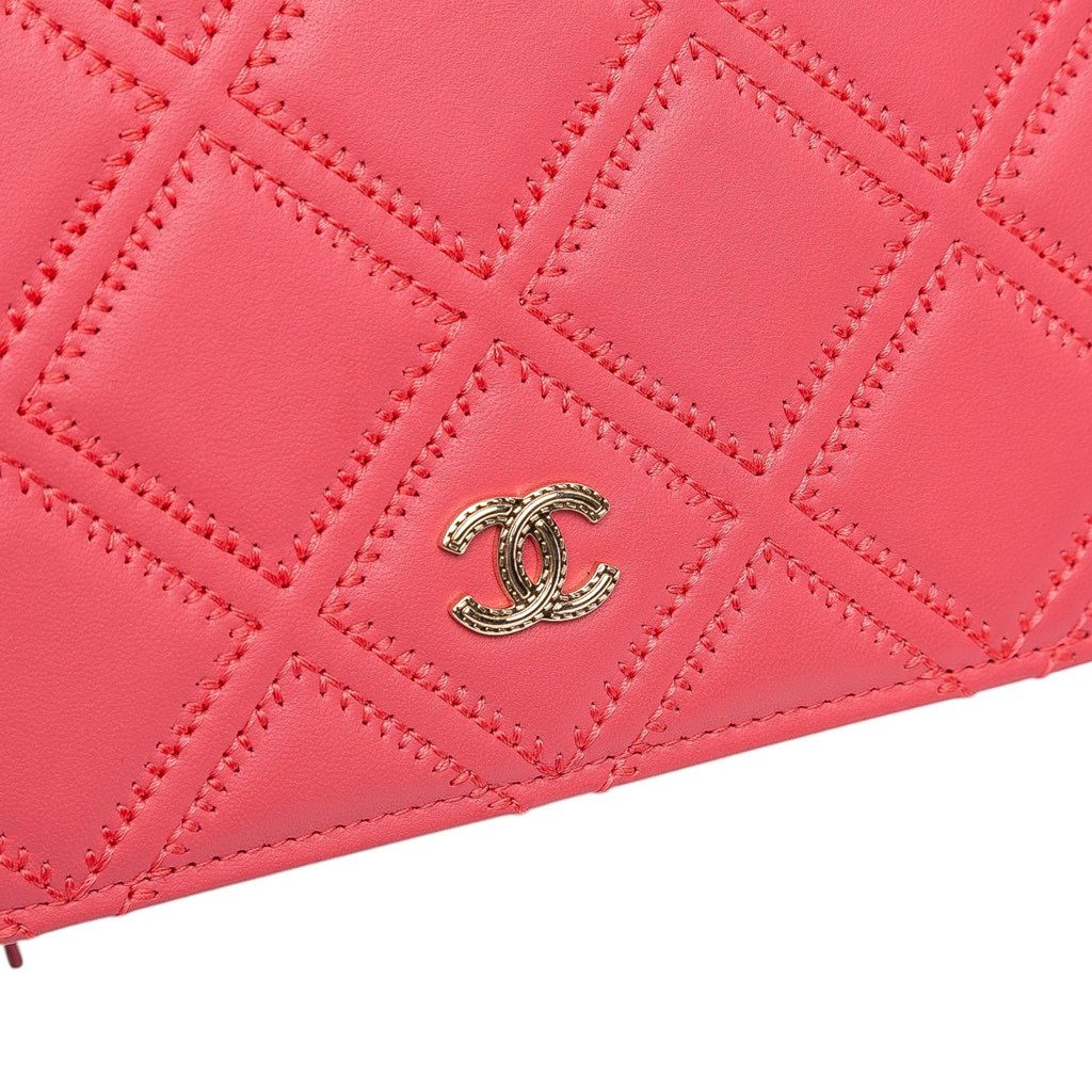 Chanel Quilted Lambskin Double Stitch Tassel Wallet On Chain - Image 11